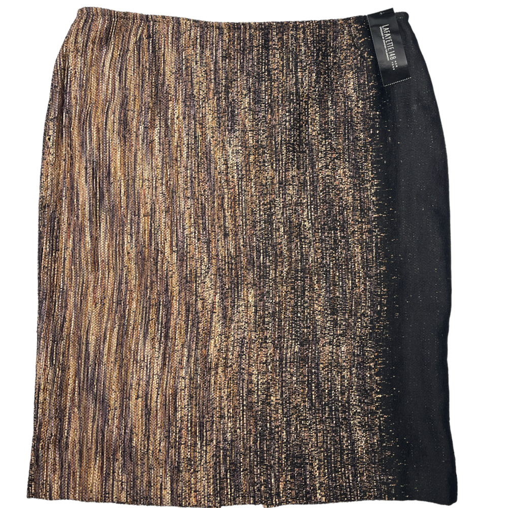 Womens LAFAYETTE 148 Black & Brown Tweed Christina Pencil Skirt Sz 16
